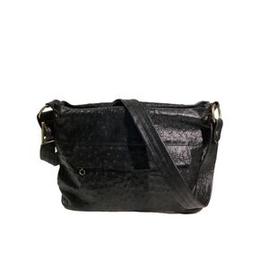 Justin ostrich print grain leather    H:9”xL:11.5”xD:3.5”  shoulder drop 17”